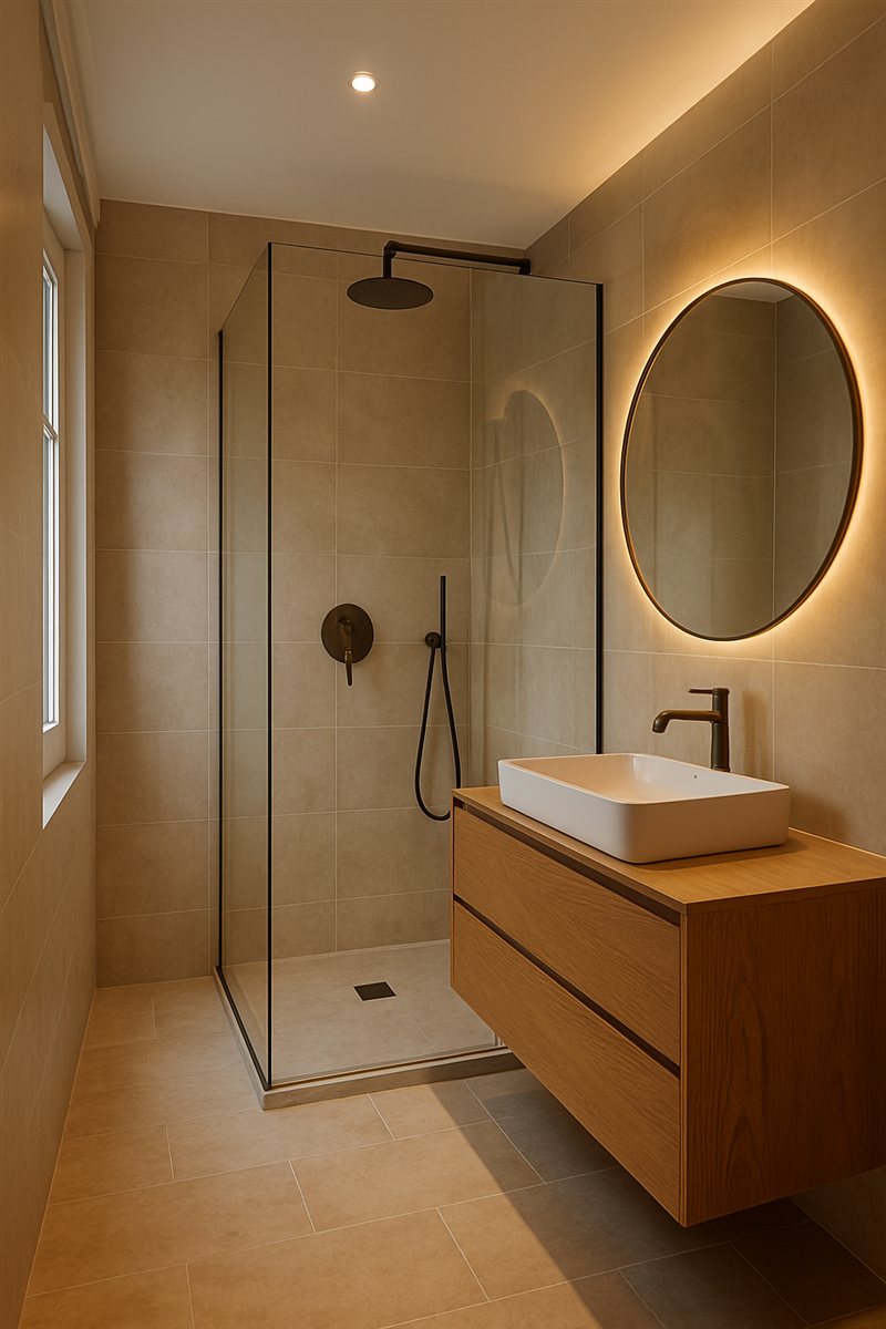 Baño reformado con acabados modernos